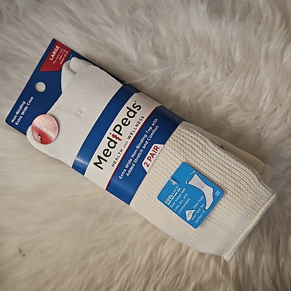 MediPeds unisex Peds Crew With Non-binding Top Cushion 2 Pairs diabetic socks